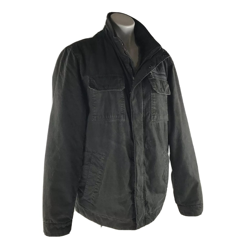 GH Bass‎ & CO Field Jacket Quilted Parka Cotton Zip Coat Green Vintage Womens L